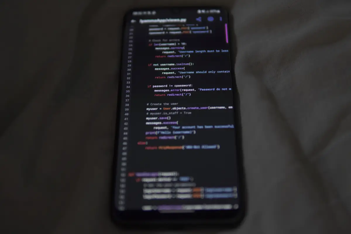 Phone showing code on its screen