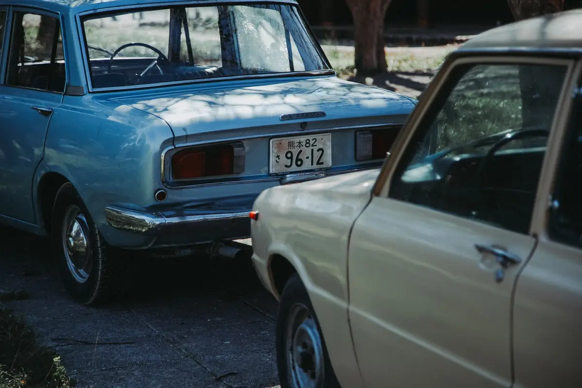 Row of classic Japanese cars