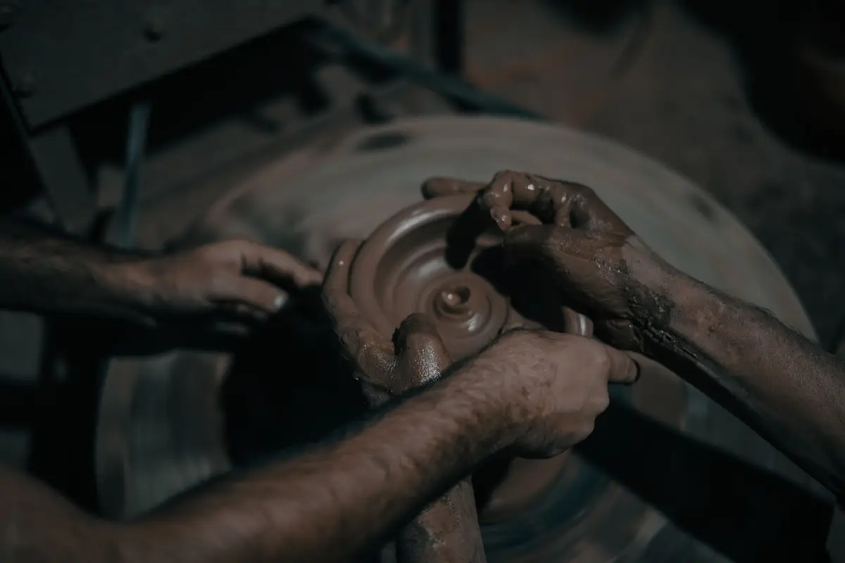 Potters working at their wheels