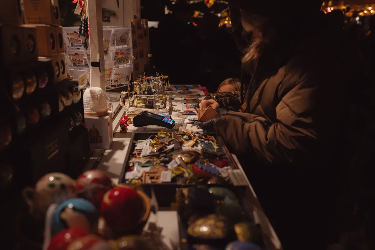 Evening market stall with handmade goods