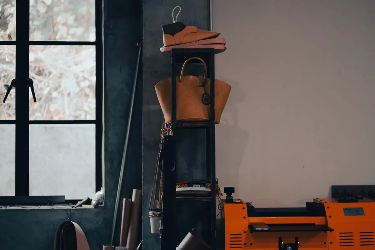Workshop with leather goods and tools