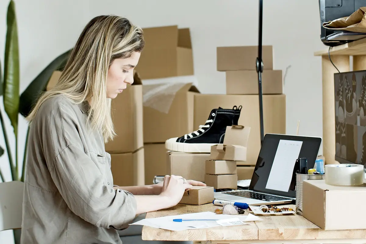 Seller packing boxes for an online store