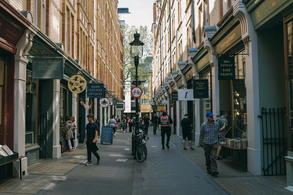 Busy shopping street in London