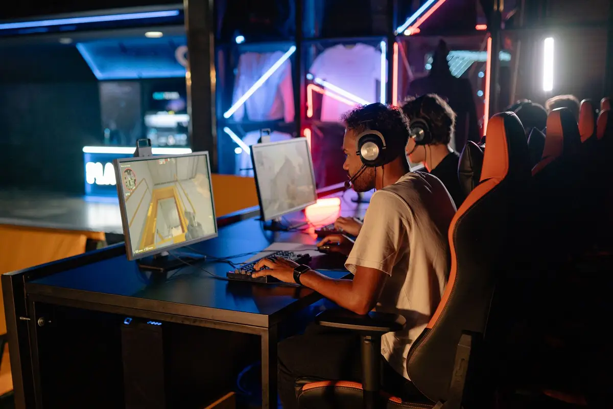 Friends playing a competitive game together