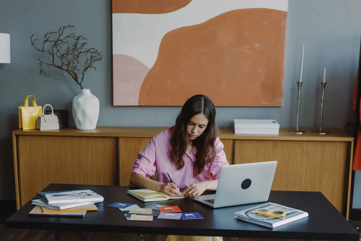 Designer working remotely at a home office