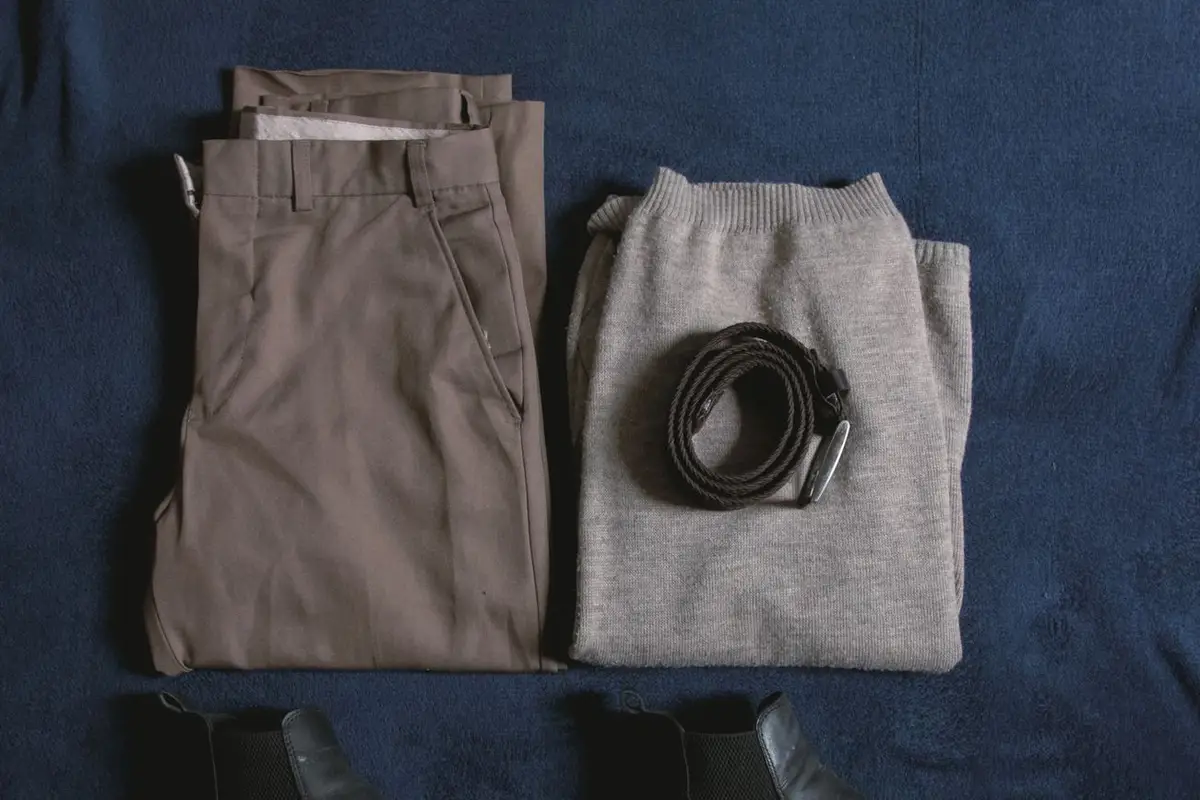 Men’s clothes laid out flat