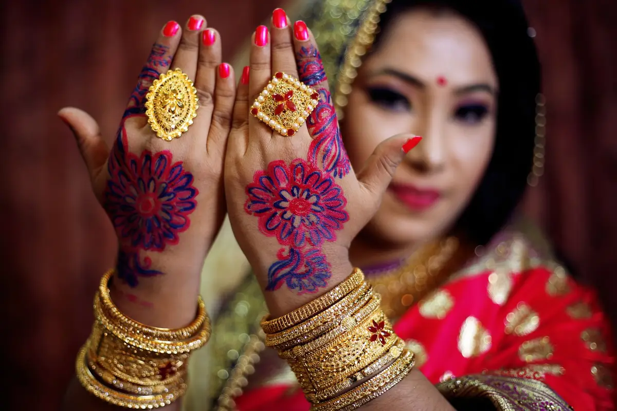 Close-up of gold jewelry